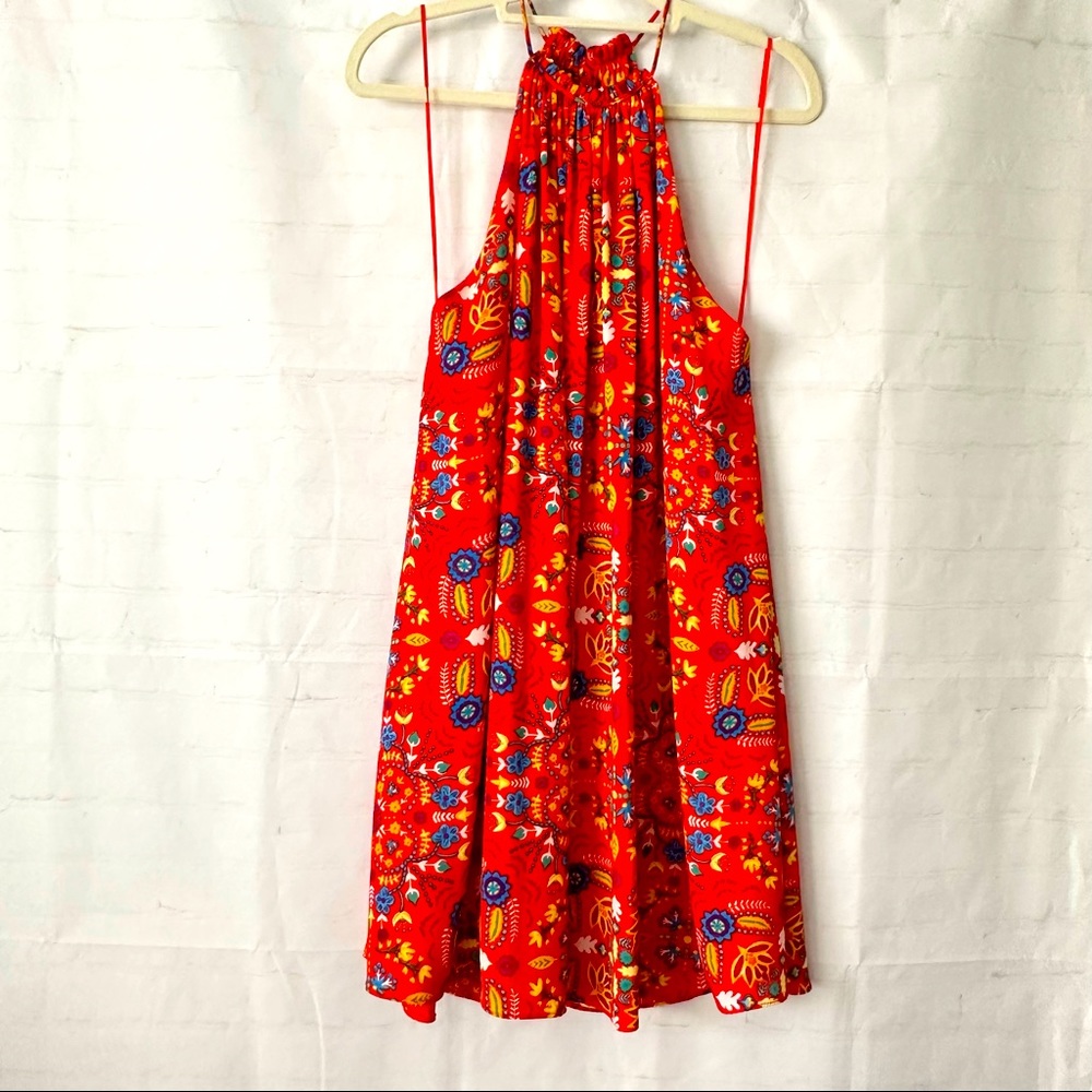 Everly Open Back Orange Floral Dress Sz: Small